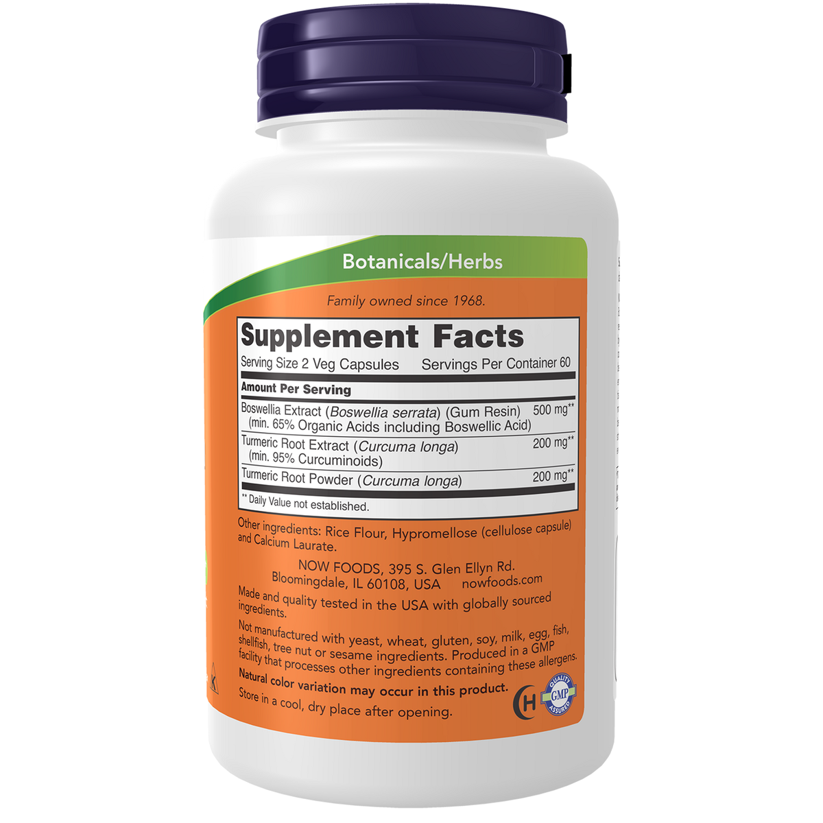 Now Foods Boswellia Curcuma 250 mg - vue de droite
