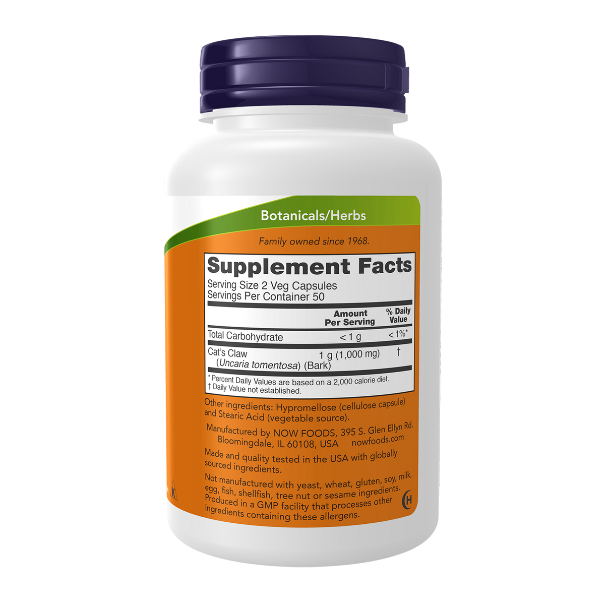 Now Foods Griffe de chat 500 mg - vue de droite