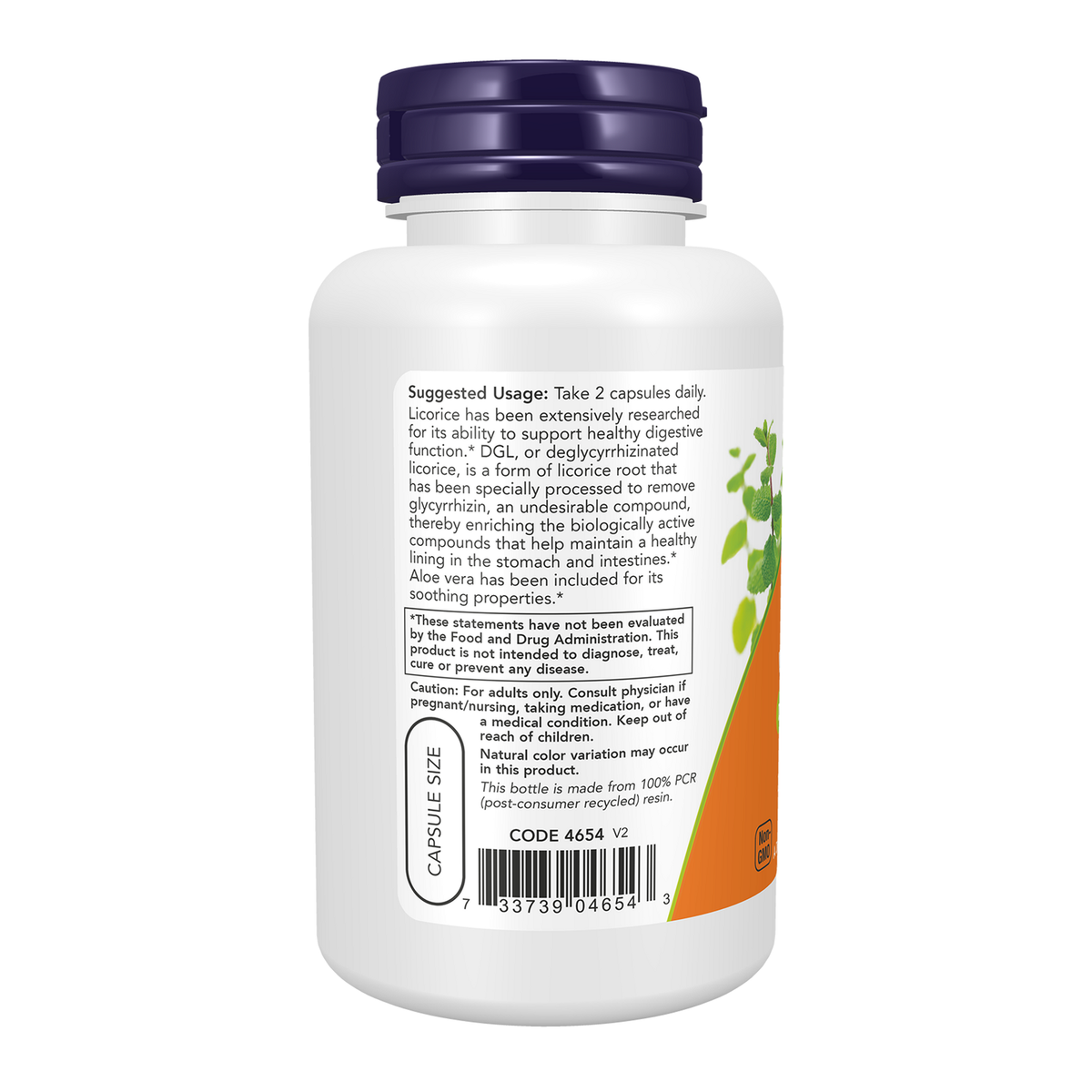 Now Foods DGL Réglisse Aloe Vera - vue de gauche