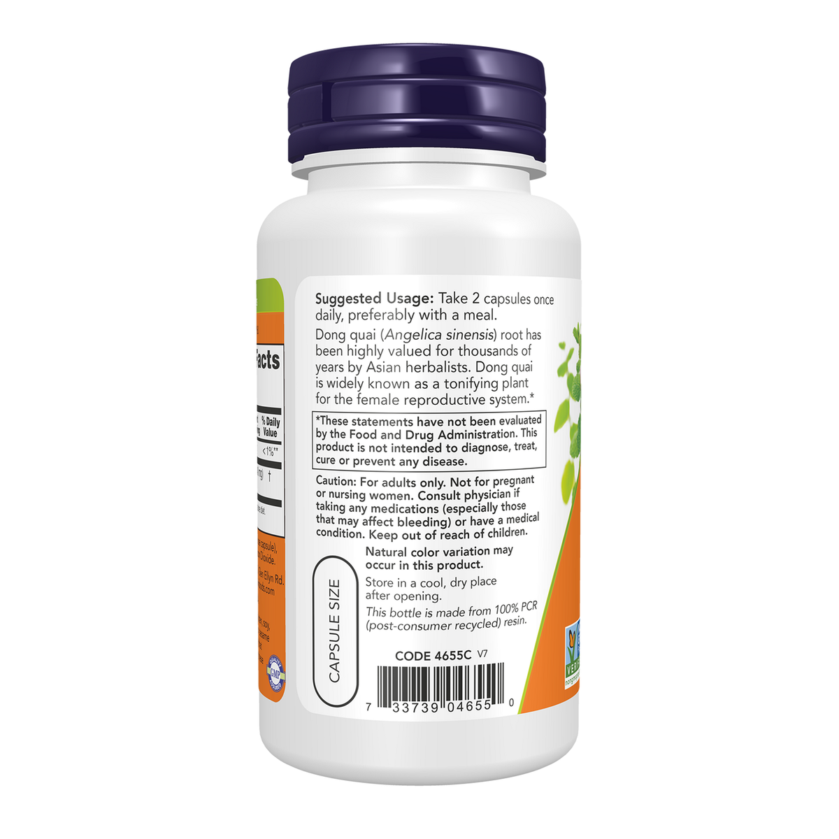Now Foods Angélique chinoise bio 520 mg - vue de gauche