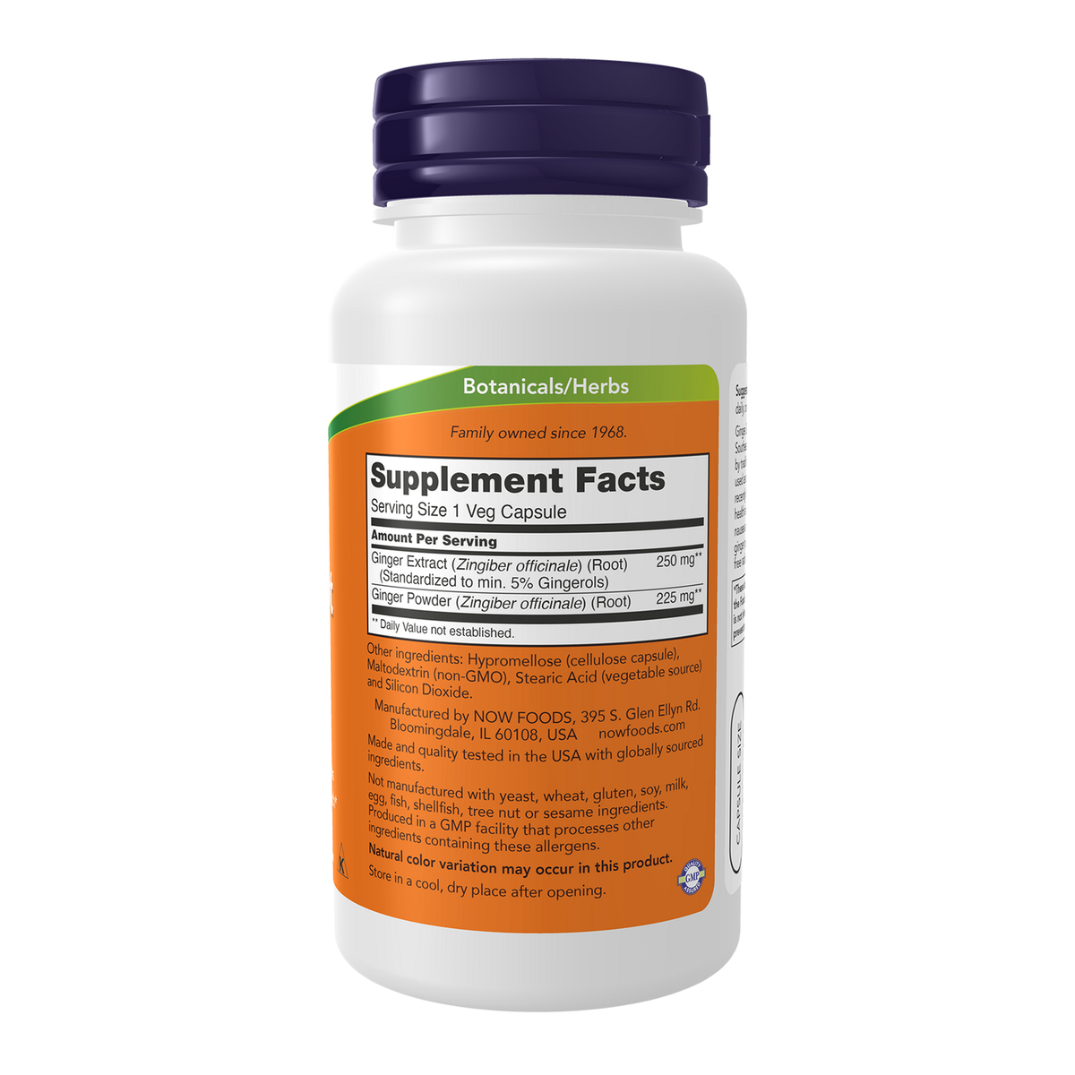 Now Foods Gingembre 250 mg - vue de droite