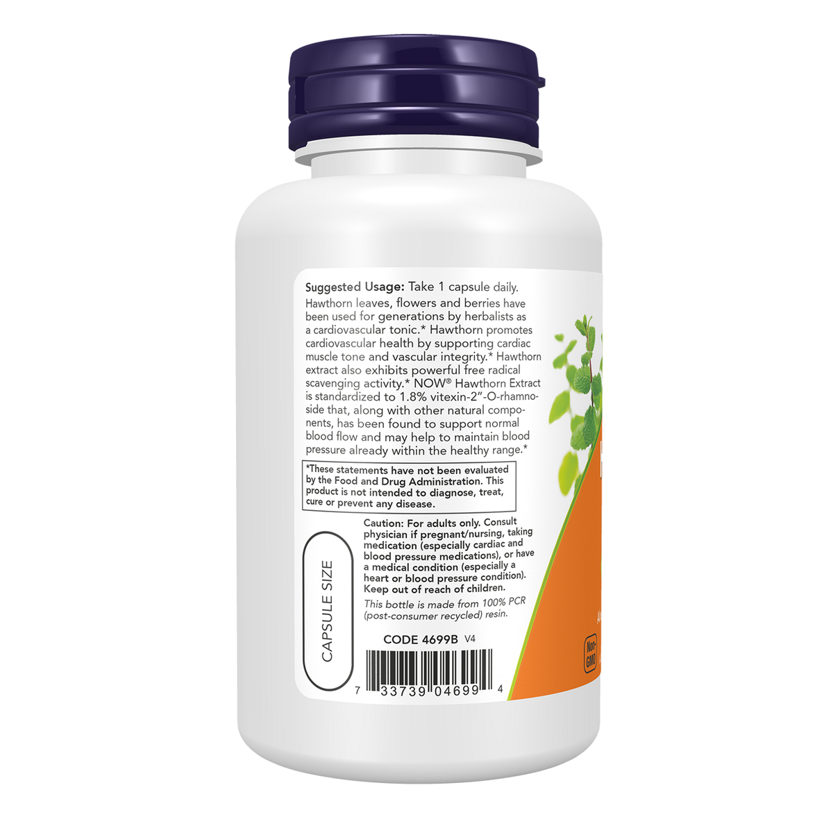 Now Foods Aubépine 600 mg Extra Strength - vue de gauche