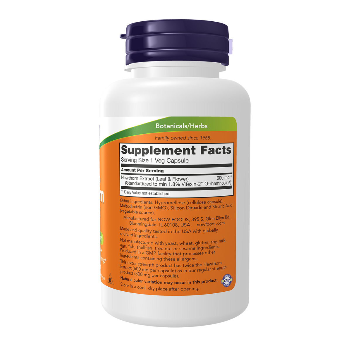 Now Foods Aubépine 600 mg Extra Strength - vue de droite