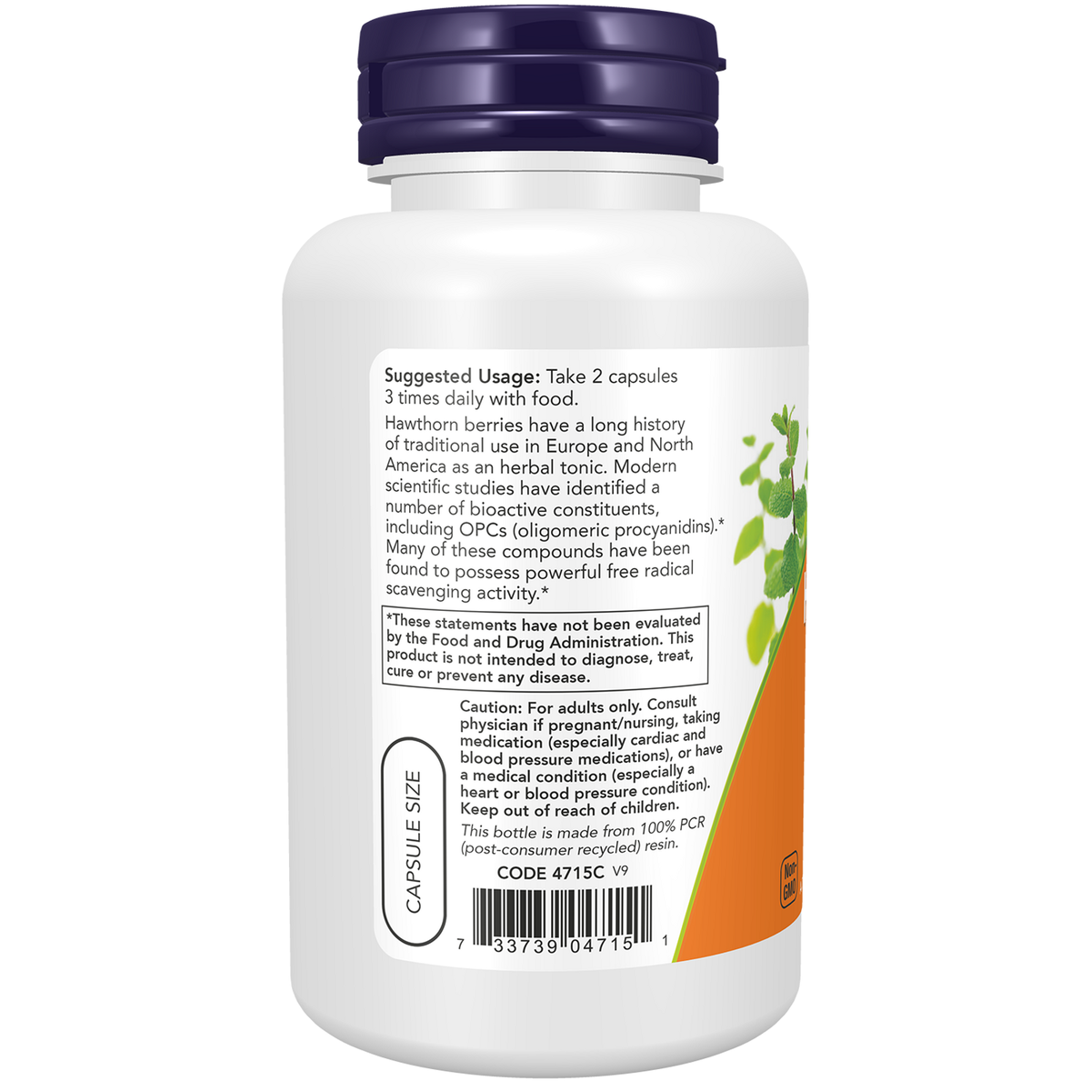Now Foods Baies d'aubépine 540 mg - vue de gauche