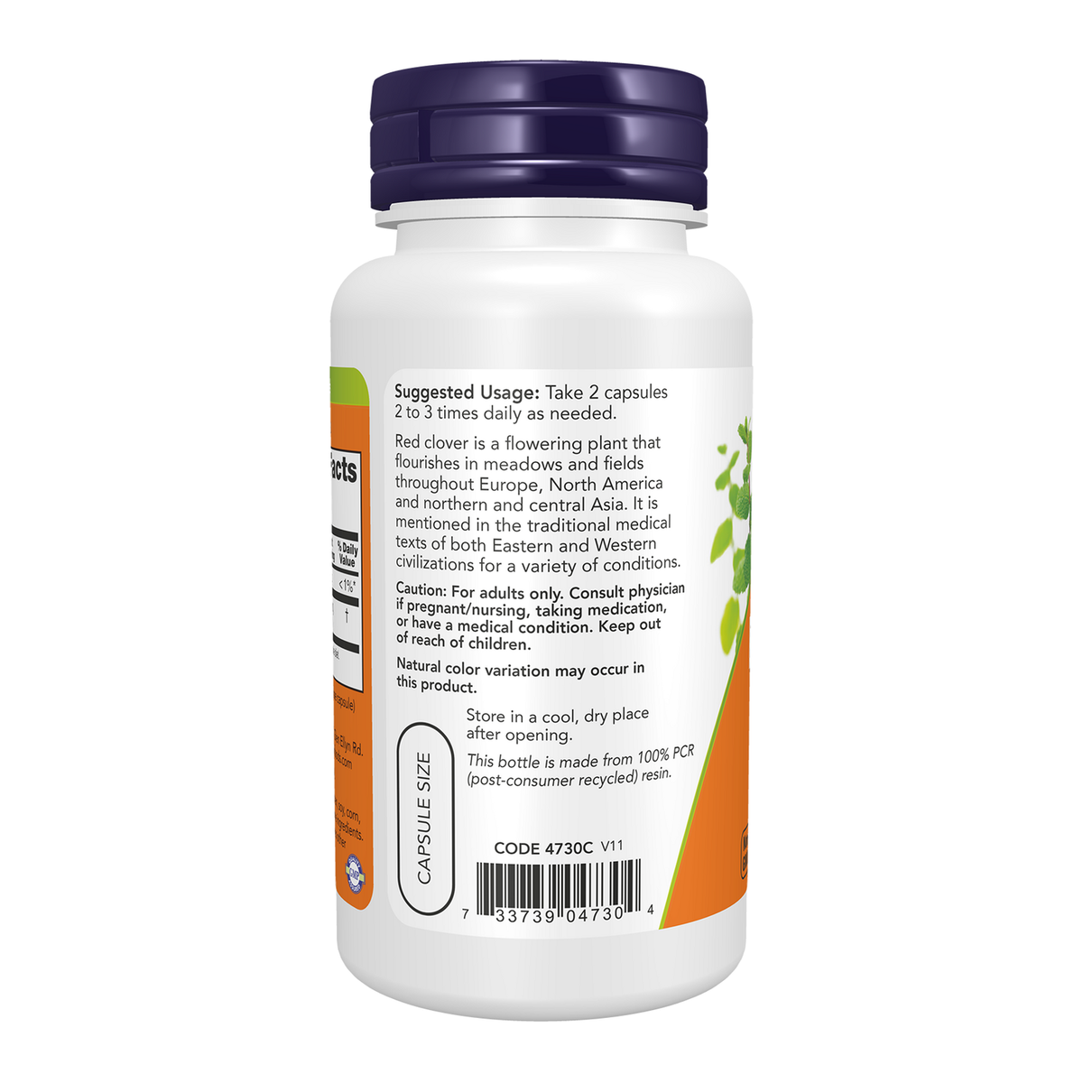 Now Foods Trèfle rouge 375 mg - vue de gauche