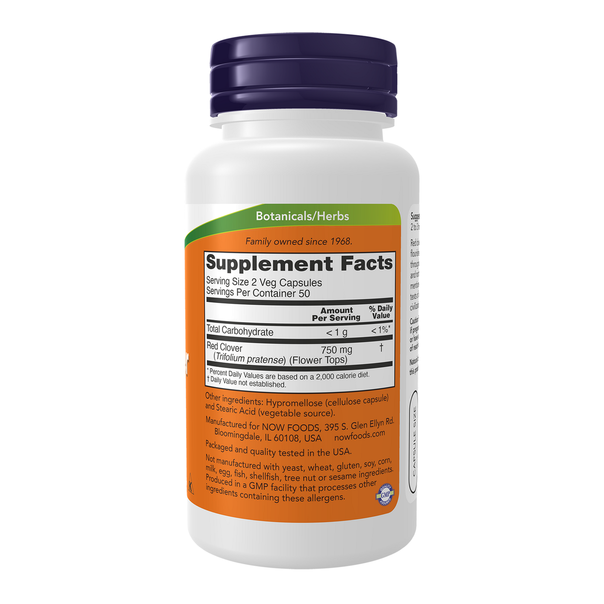 Now Foods Trèfle rouge 375 mg - vue de droite