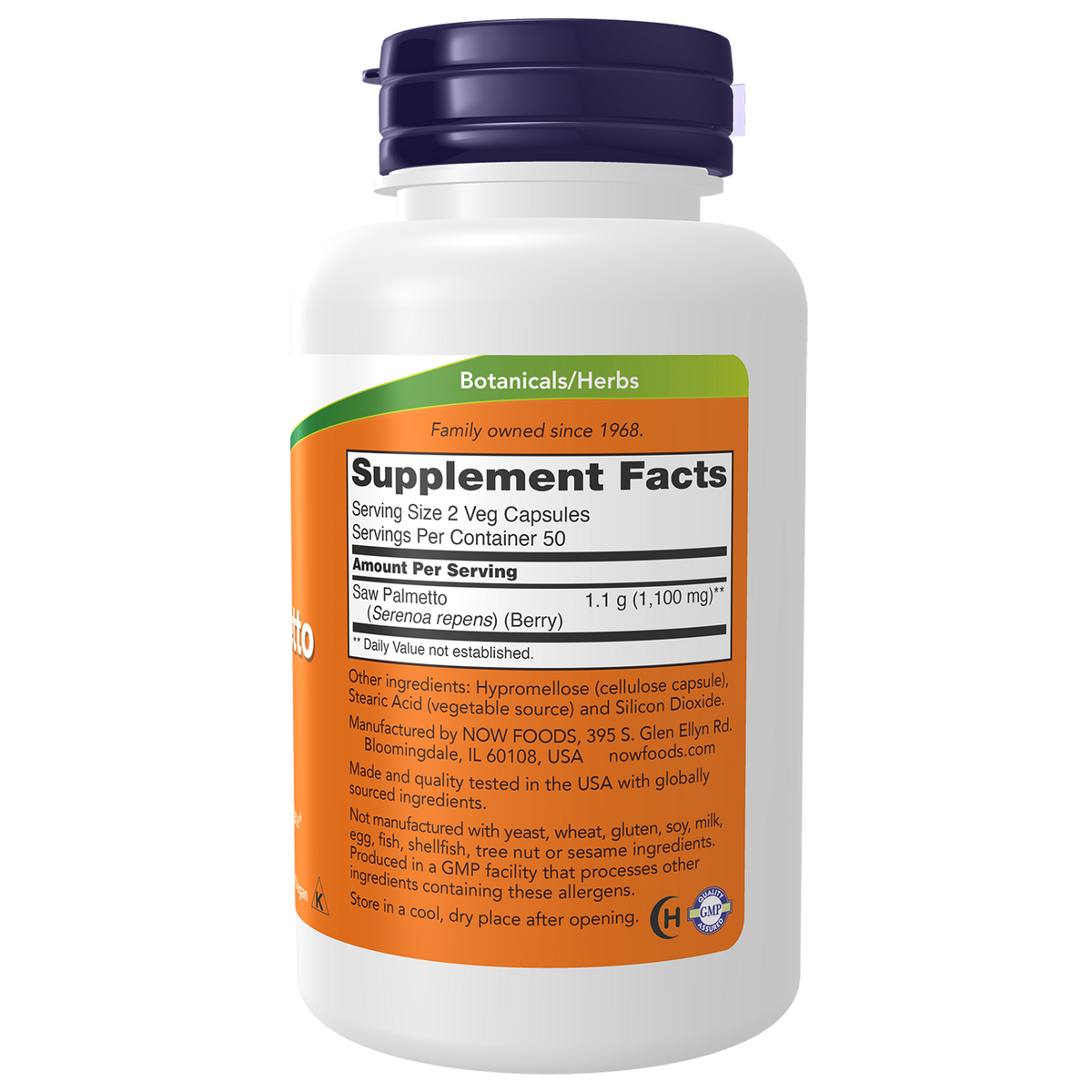 Now Foods Baies de palmier nain 550 mg - vue de droite
