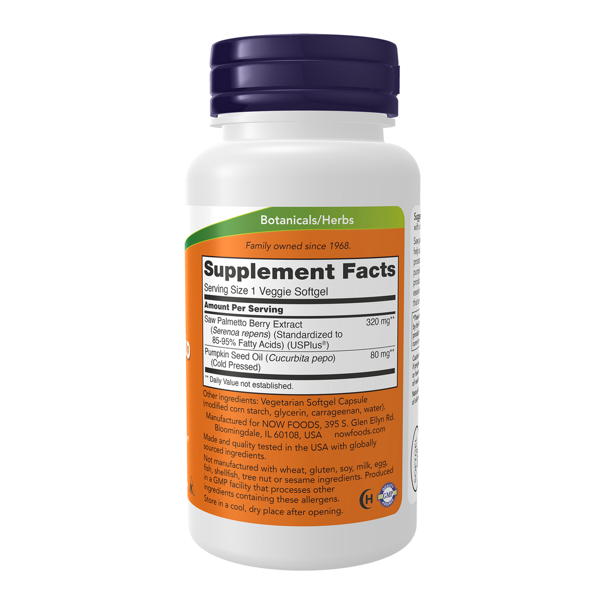 Now Foods Extrait de palmier nain 320 mg USPlus - vue de droite