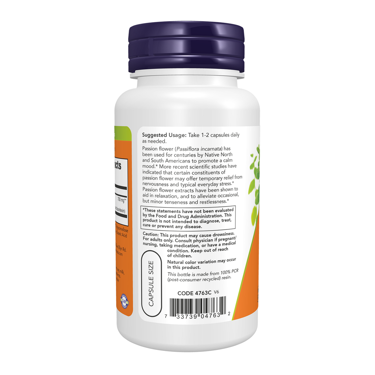 Now Foods Passiflore 350 mg - vue de gauche