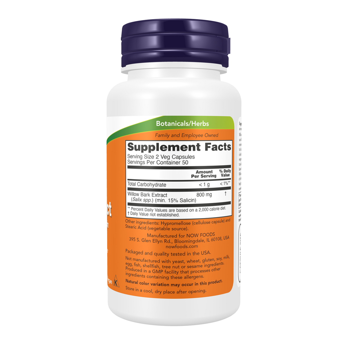 Now Foods Écorce de saule 400 mg - vue de droite