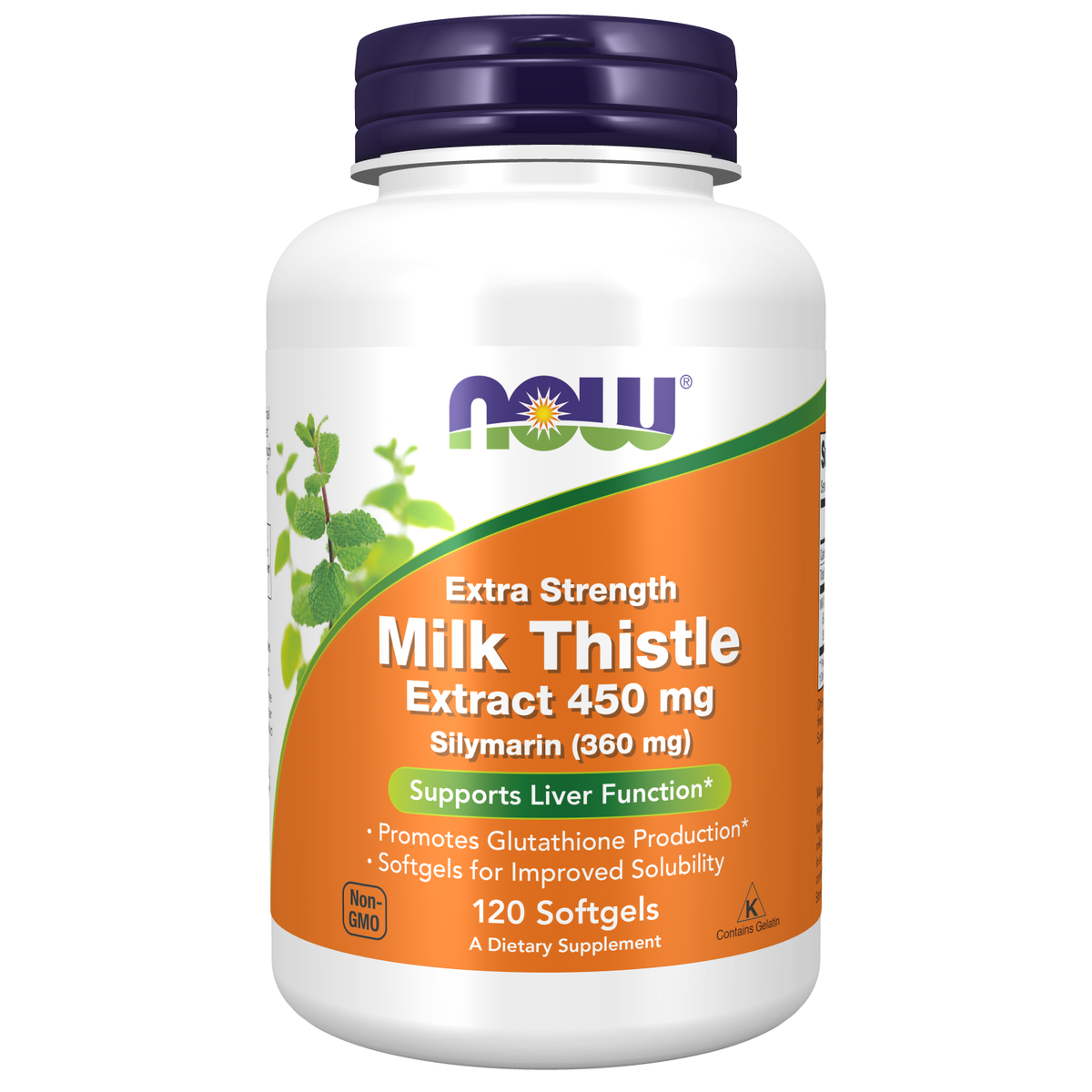 NOW Foods Chardon-Marie 450 mg Extra Strength, 120 capsules molles