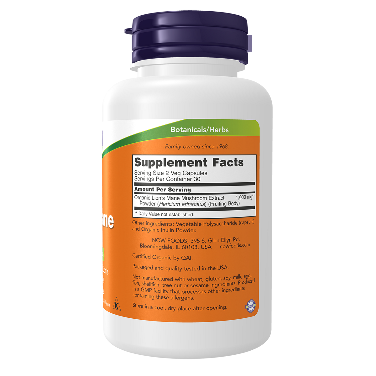 Now Foods Lion's Mane 500 mg - vue de droite