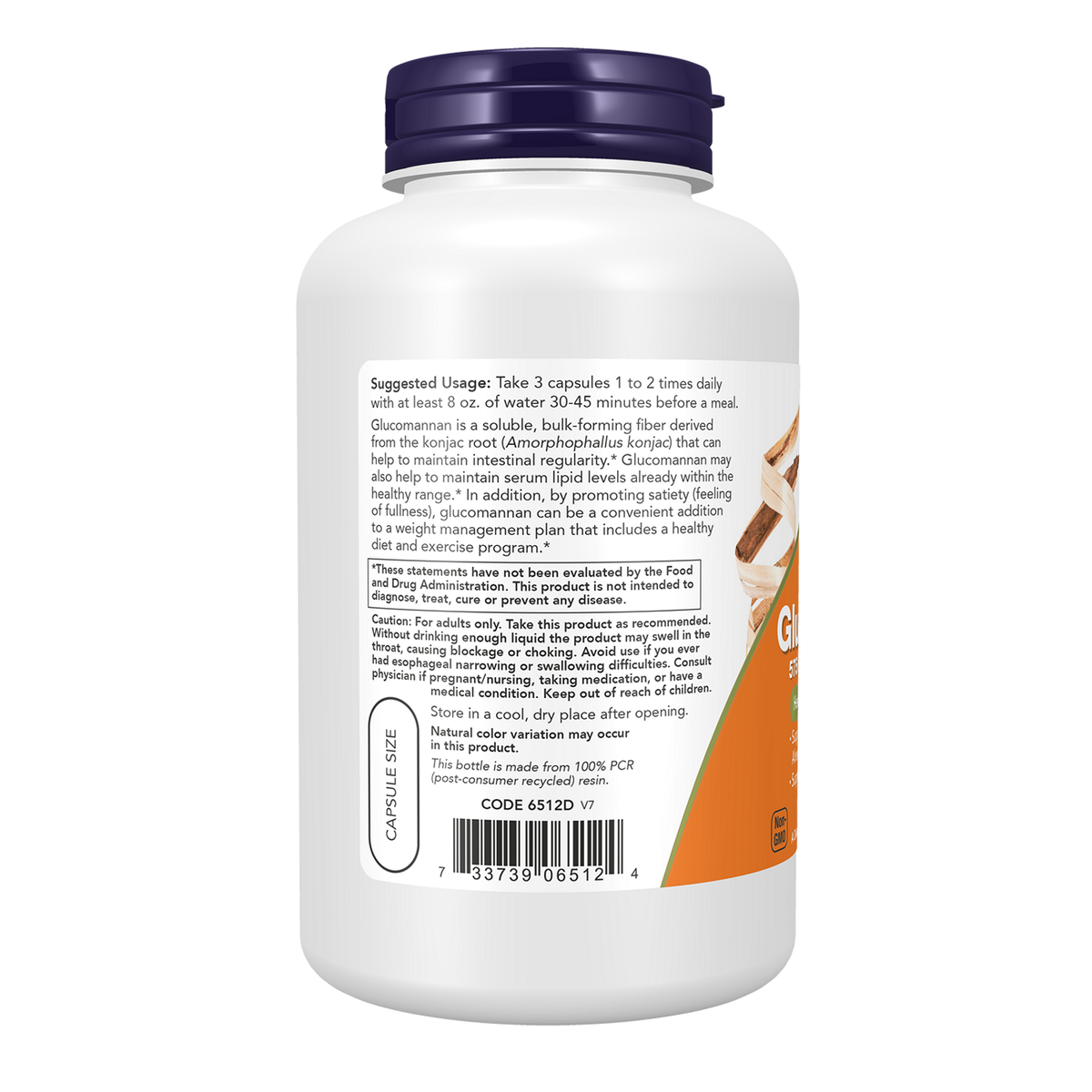 Now Foods Glucomannane de konjac 575 mg - vue de gauche