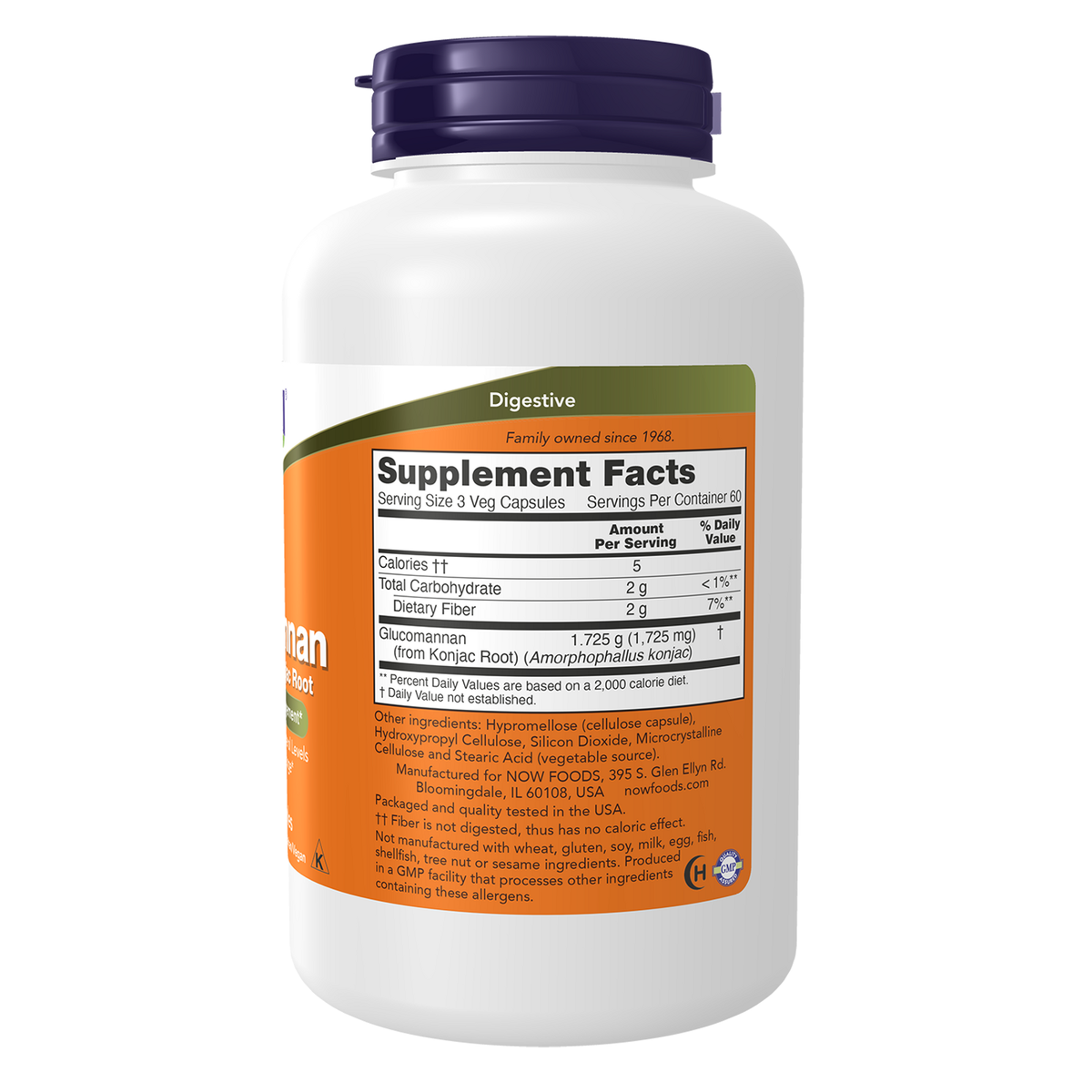 Now Foods Glucomannane de konjac 575 mg - vue de droite