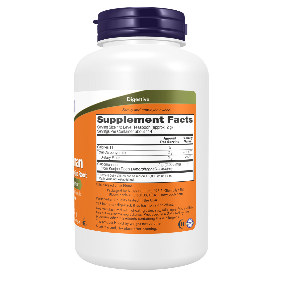 Now Foods Glucomannane de konjac en poudre - vue de droite