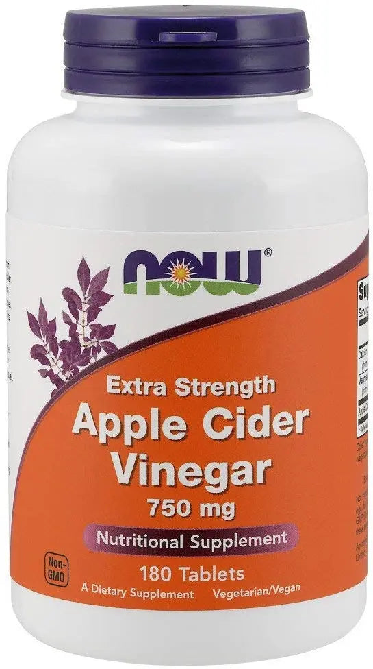 Apple Cider Vinegar, 750mg Extra Strength - 180 tablets NOW FOODS