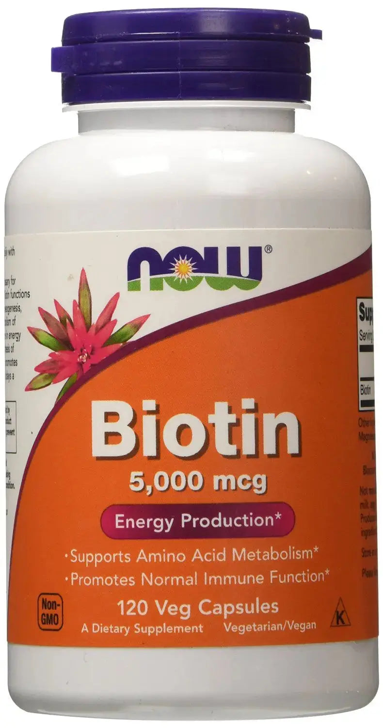 Biotine, 5000 mcg - Complément alimentaire de soutien capillaire et cutané NOW FOODS