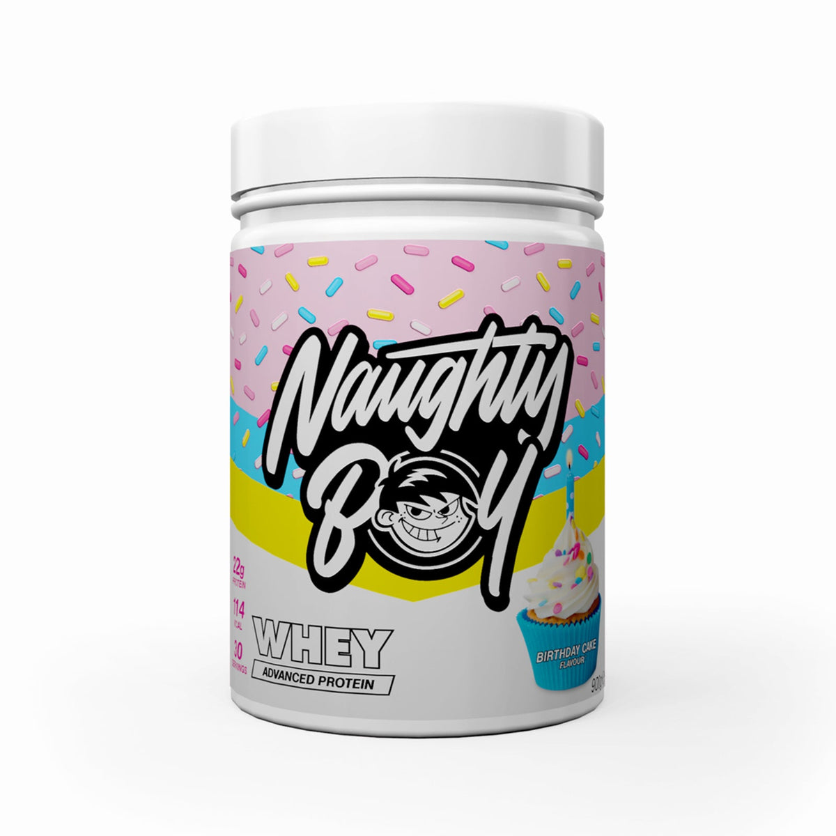 Pot de 900 g Naughty Boy Advanced Whey goût Birthday Cake