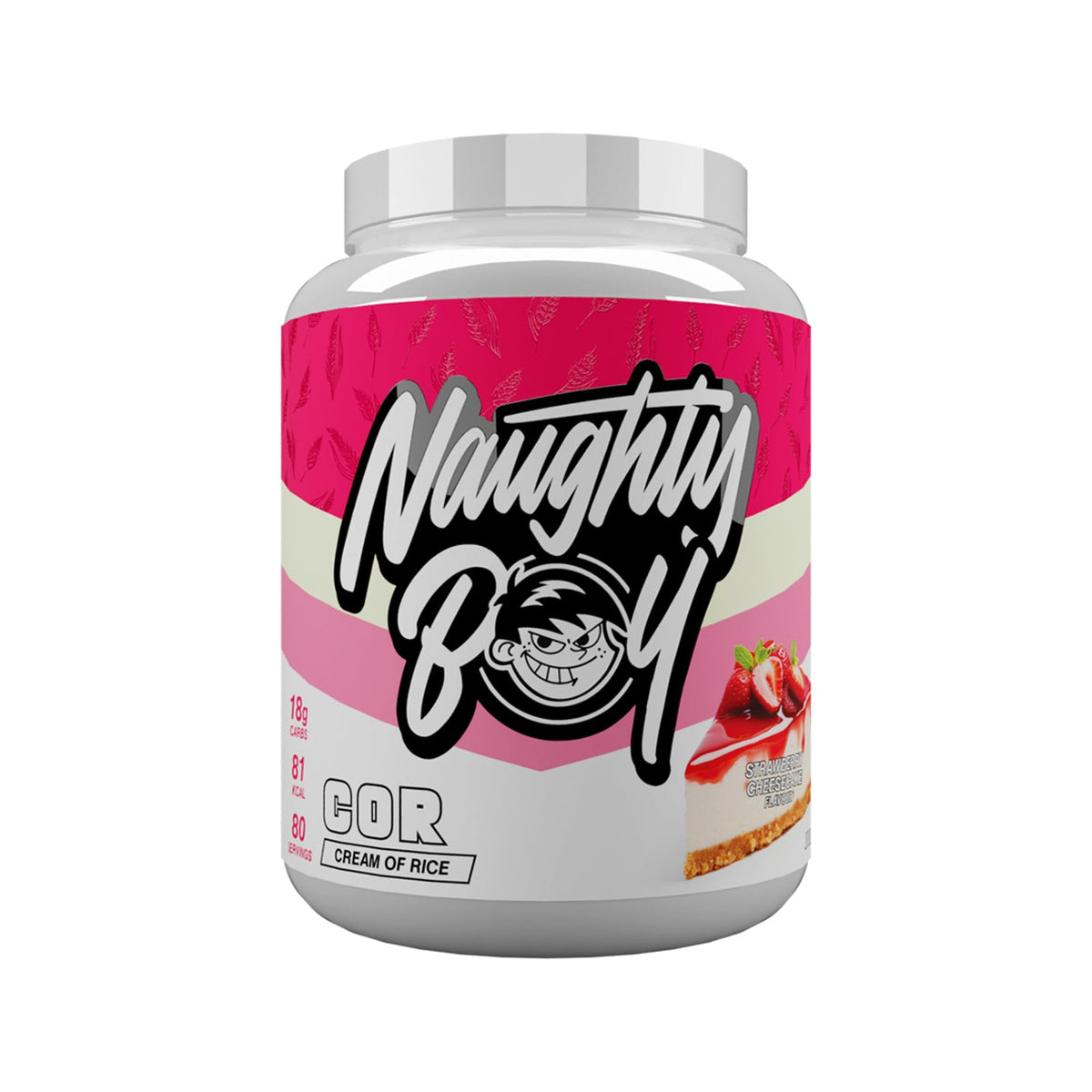 Sachet de 2 kg Naughty Boy Cream of Rice goût Strawberry Cheesecake, crème de riz