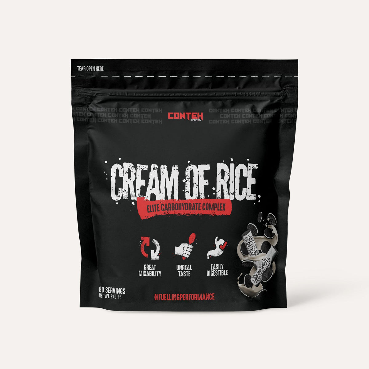 Pot de Conteh Sports Cream of Rice, crème de riz instantanée aromatisée, saveur Cookies & Cream