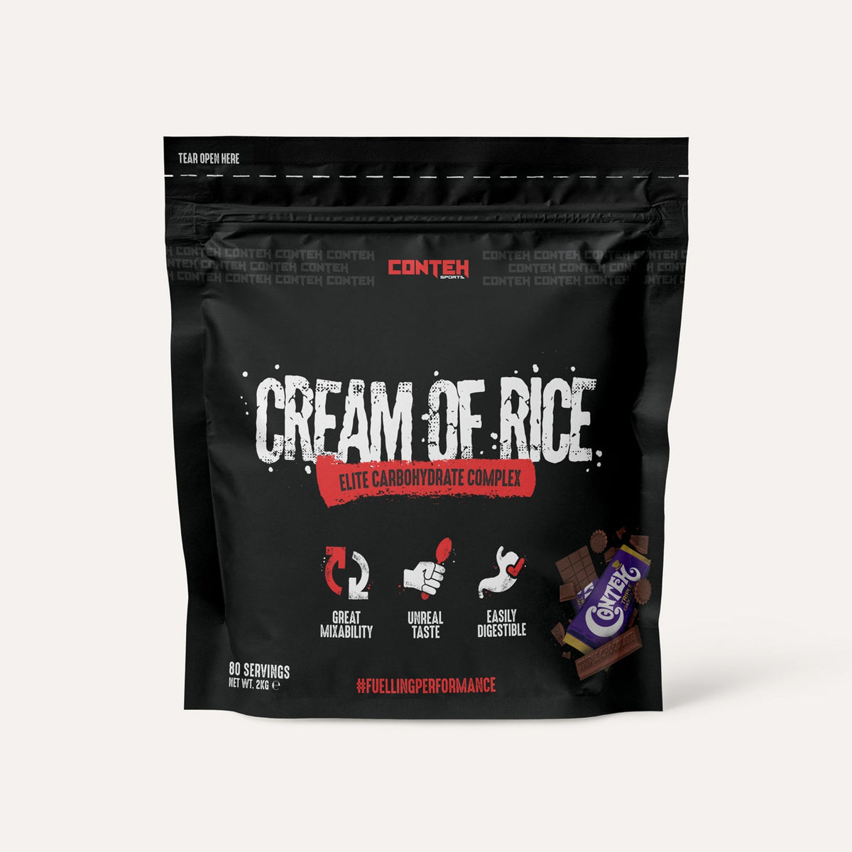 Pot de Conteh Sports Cream of Rice, crème de riz instantanée aromatisée, saveur Triple Chocolat
