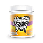 Pot de 390 g Naughty Boy Energy goût Orange et Fruit de la Passion, pré-entraînement