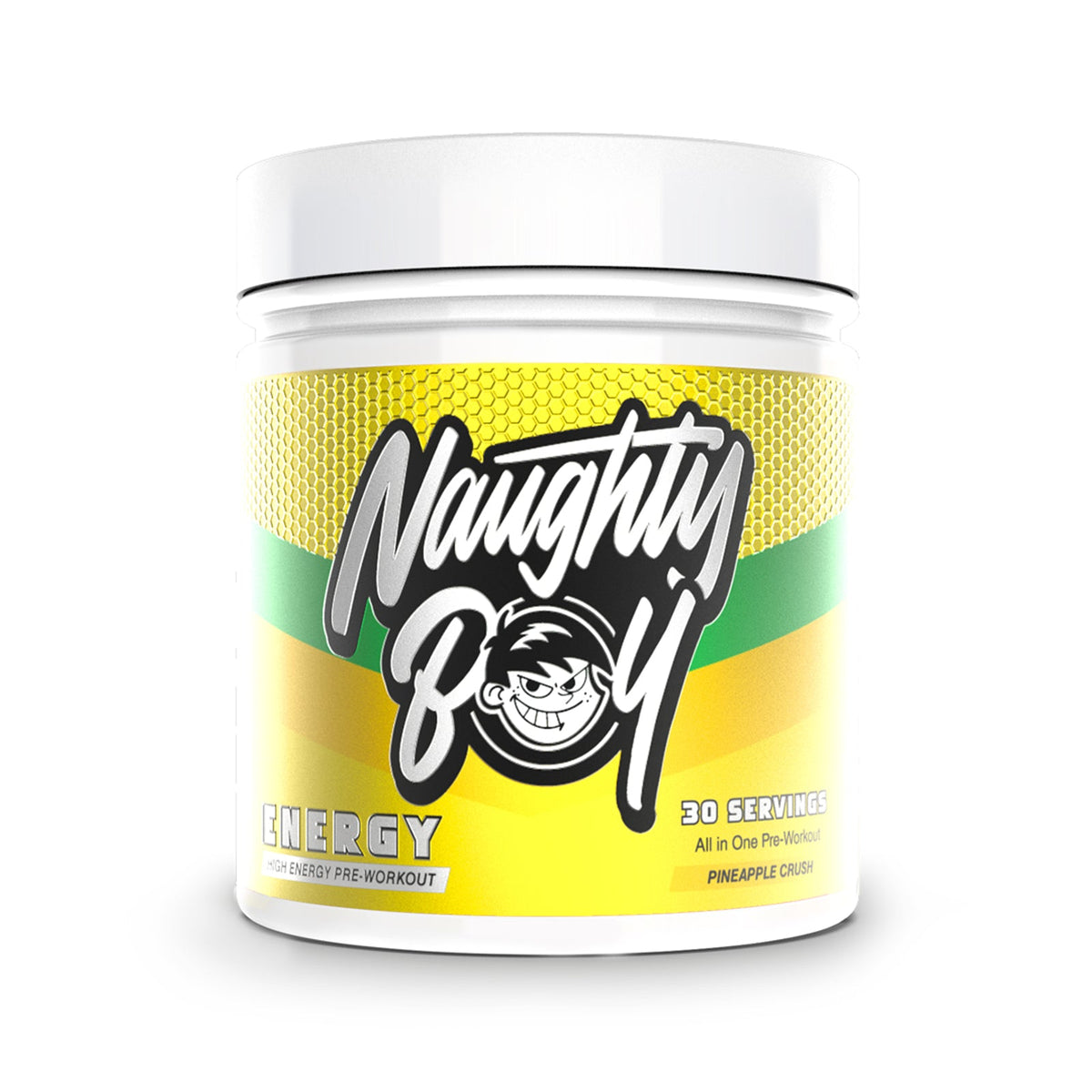 Pot de 390 g Naughty Boy Energy goût Pineapple Crush, pré-entraînement