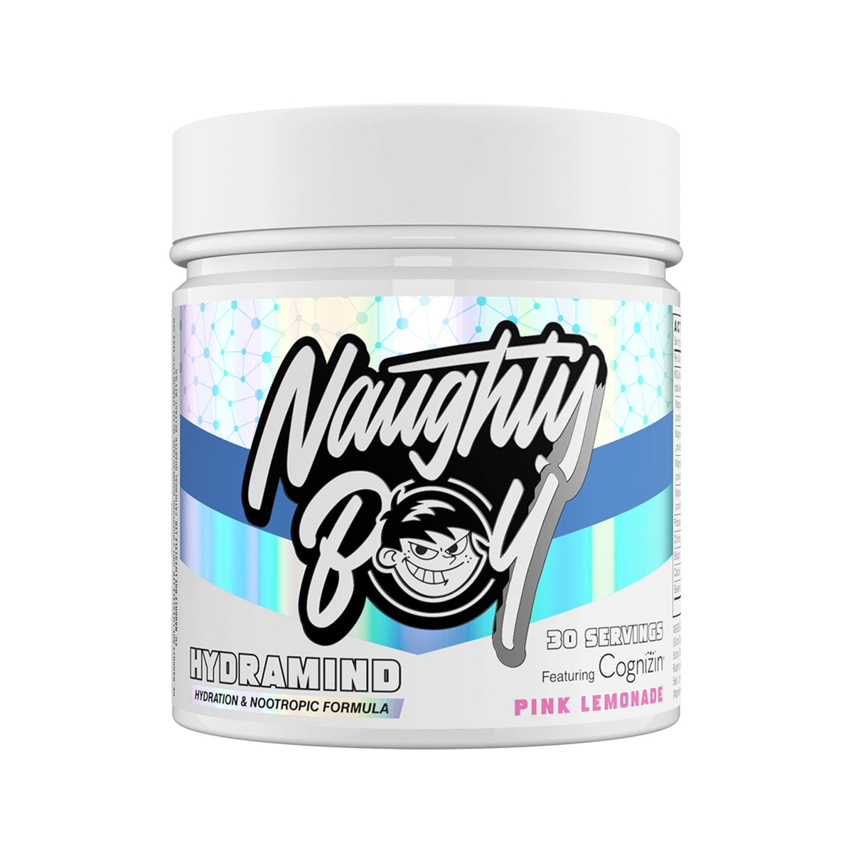 Pot de Naughty Boy Hydramind goût Pink Lemonade, électrolytes et focus
