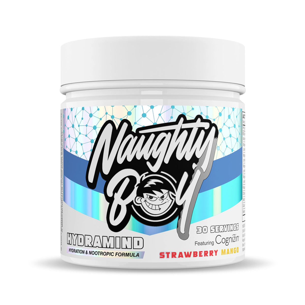 Pot de Naughty Boy Hydramind goût Strawberry Mango, électrolytes et focus