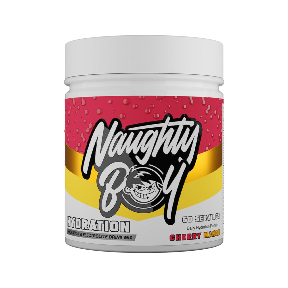 Pot de 510 g Naughty Boy Hydration goût Cherry Mango, boisson aux électrolytes