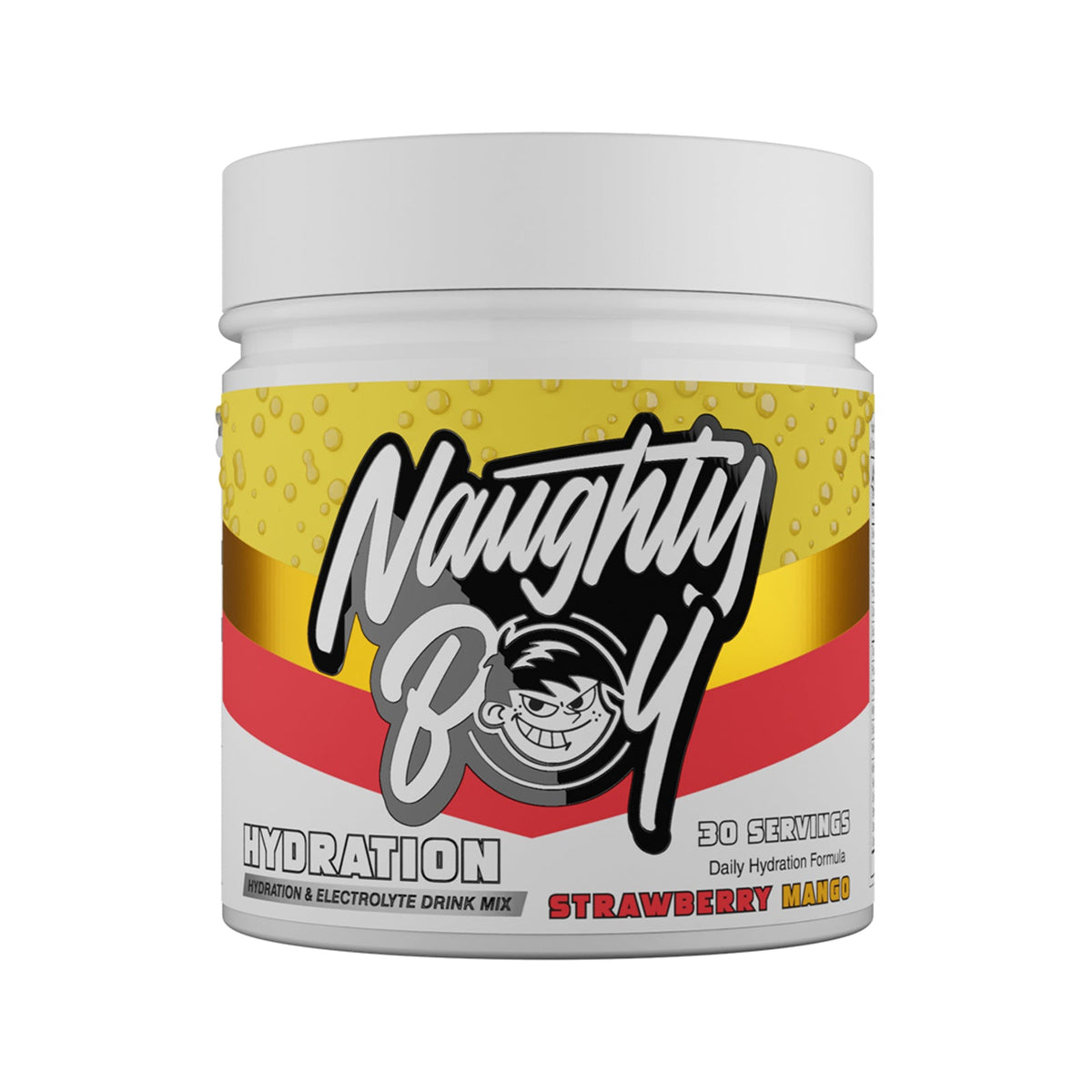 Pot de 255 g Naughty Boy Hydration goût Strawberry Mango, boisson aux électrolytes