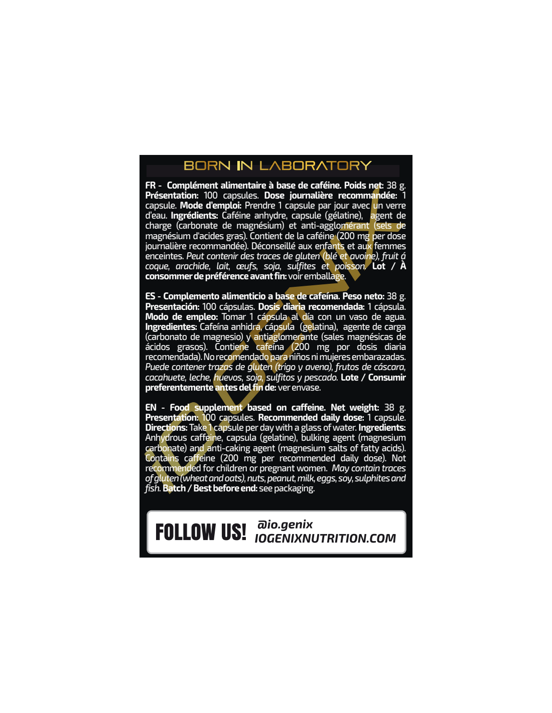 IO. Genix Caffeine 200mg IO.GENIX KISS NUTRITION Montpellier