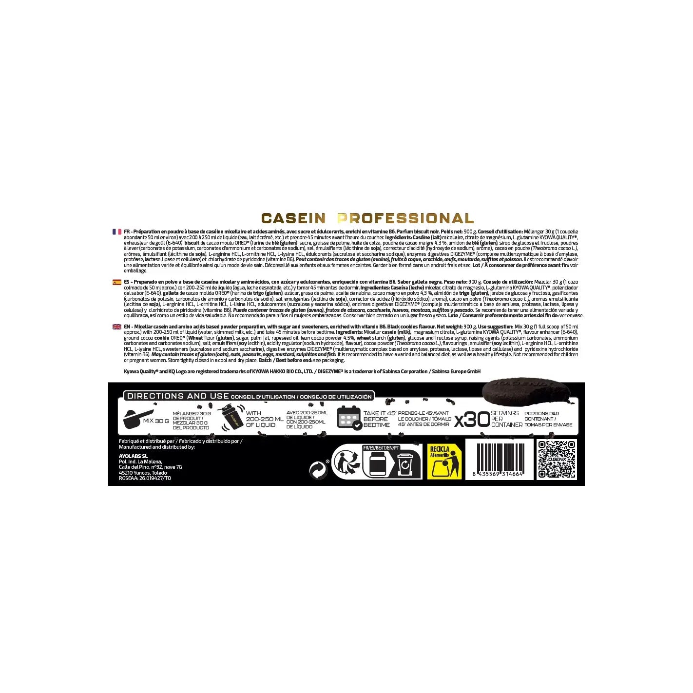 IO Genix Casein - Protéine Libération Lente Fonterra IO.GENIX