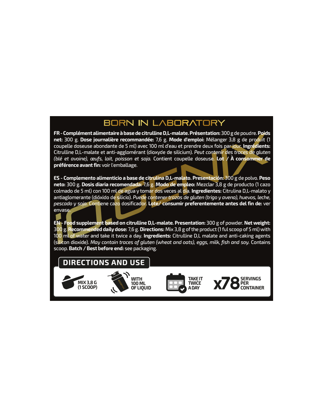 IO.Genix Citrulline Malate 300g IO.GENIX KISS NUTRITION Montpellier
