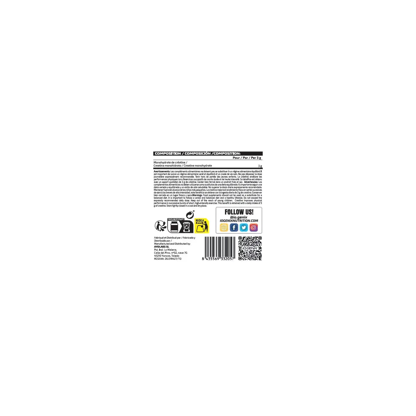 IO Genix Creatine Monohydrate - Force Explosive IO.GENIX