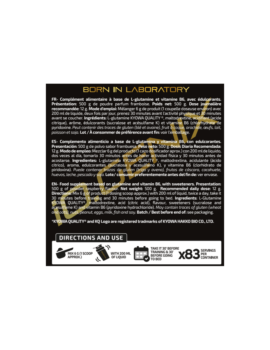 IO.Genix Glutamine Kyowa 500g IO.GENIX KISS NUTRITION Montpellier