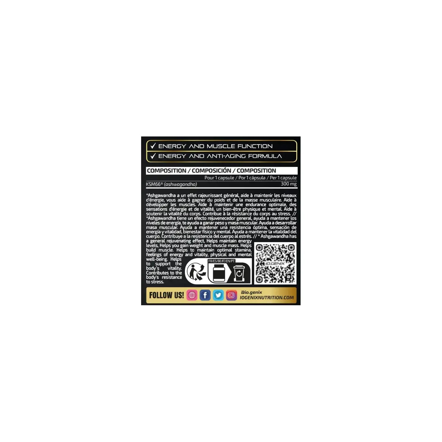 IO Genix KSM-66 Ashwagandha - Adaptogène Stress Équilibre Mental IO.GENIX