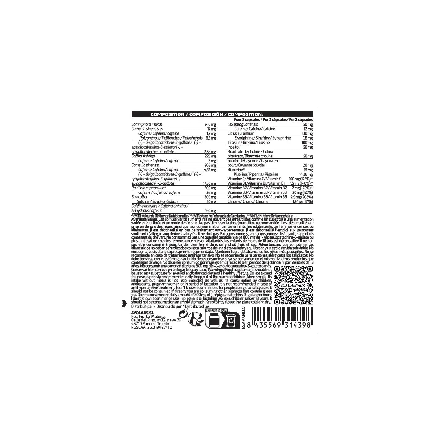 IO Genix Mega Cuts - Brûleur Graisse 19 Actifs Naturels IO.GENIX