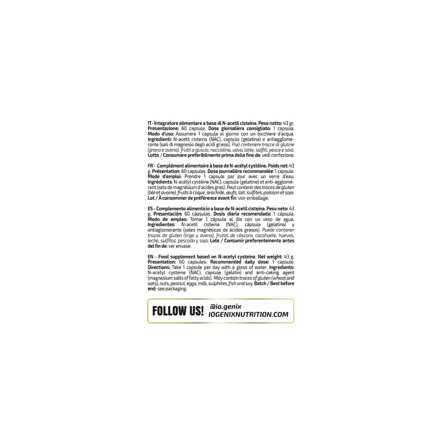 IO Genix NAC600 - N-Acétylcystéine Antioxydant Puissant IO.GENIX