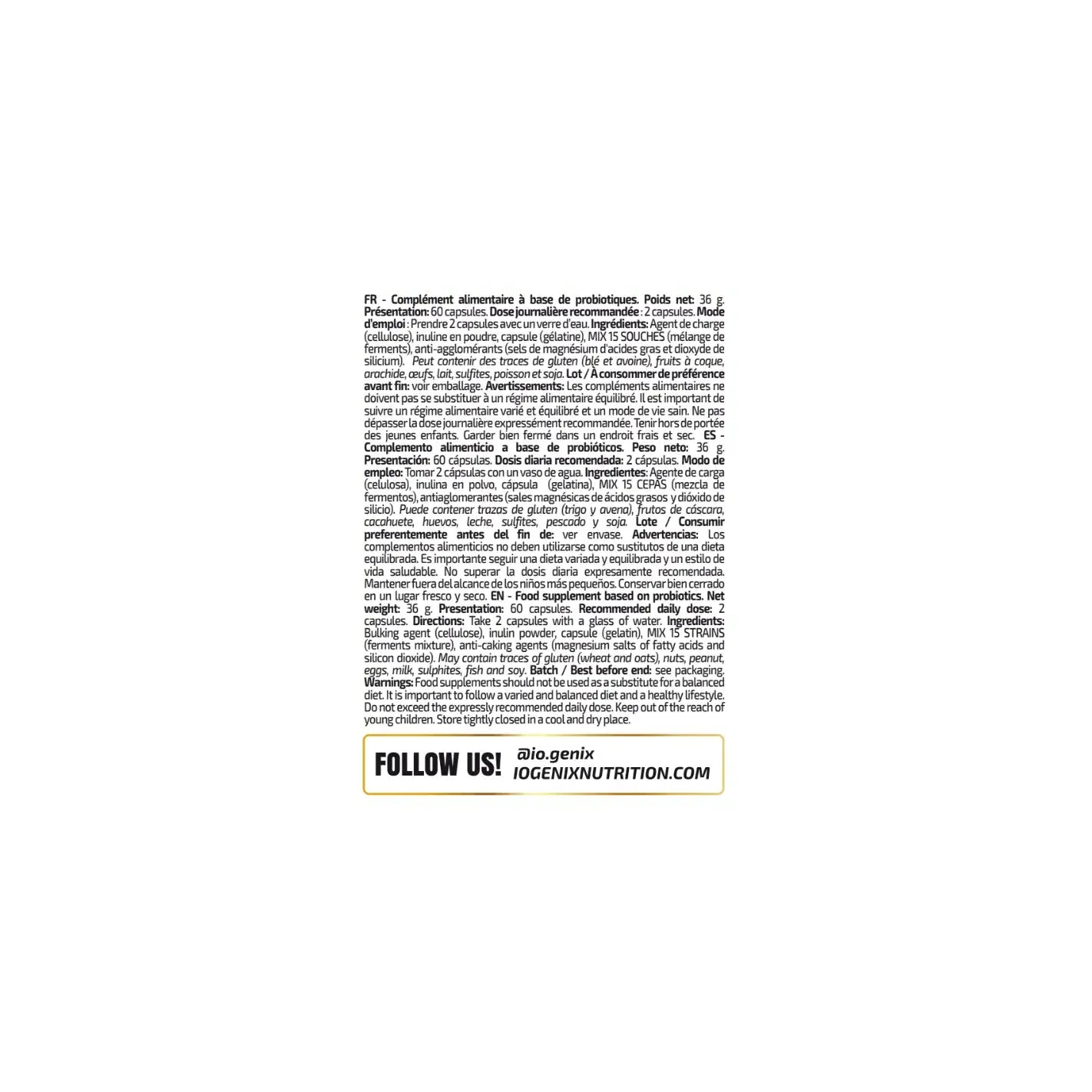 IO Genix Probiotic Mix - Complexe 15 Souches Microbiote IO.GENIX