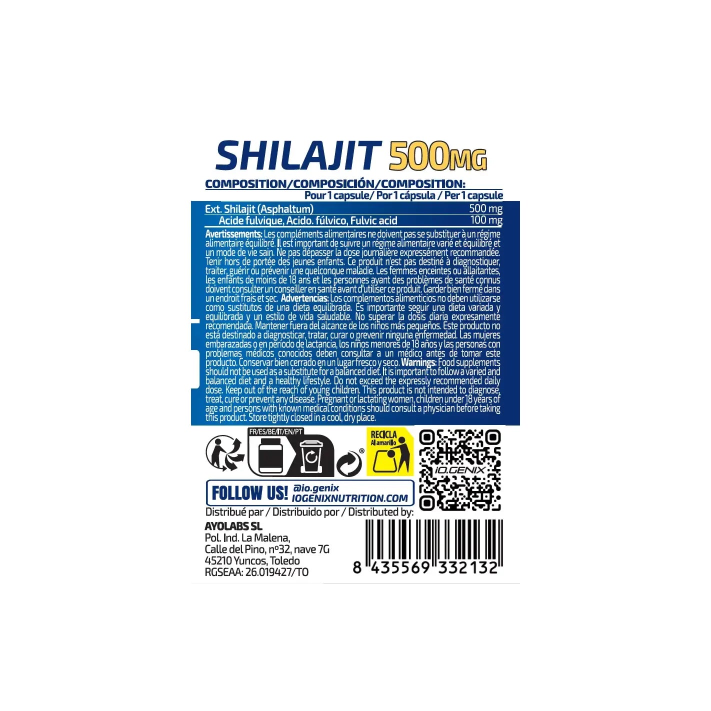 IO Genix Shilajit 500mg - Énergie Ancestrale & 100mg Acide Fulvique IO.GENIX