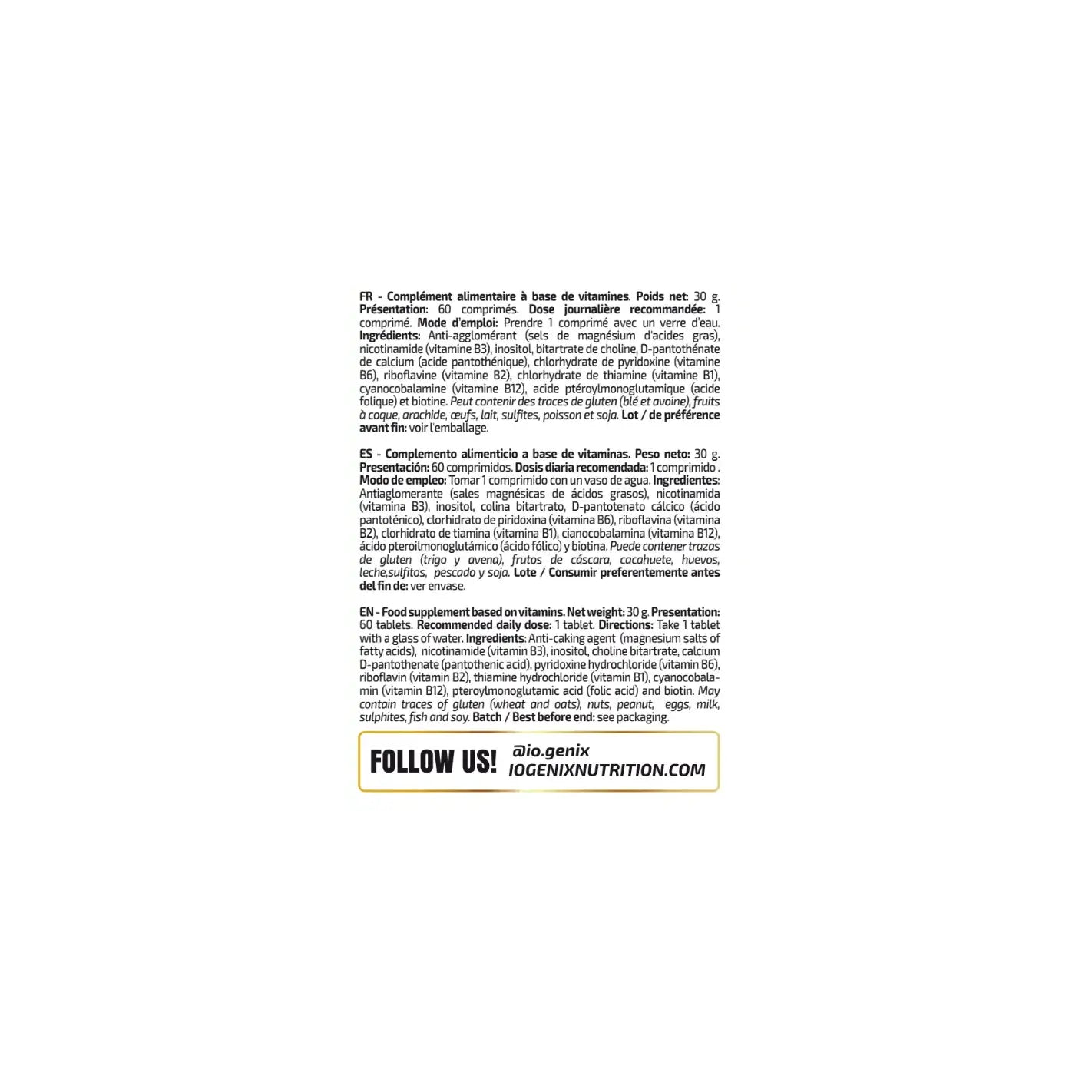 IO Genix Vitamin B Complex - Complexe Métabolisme Énergétique IO.GENIX