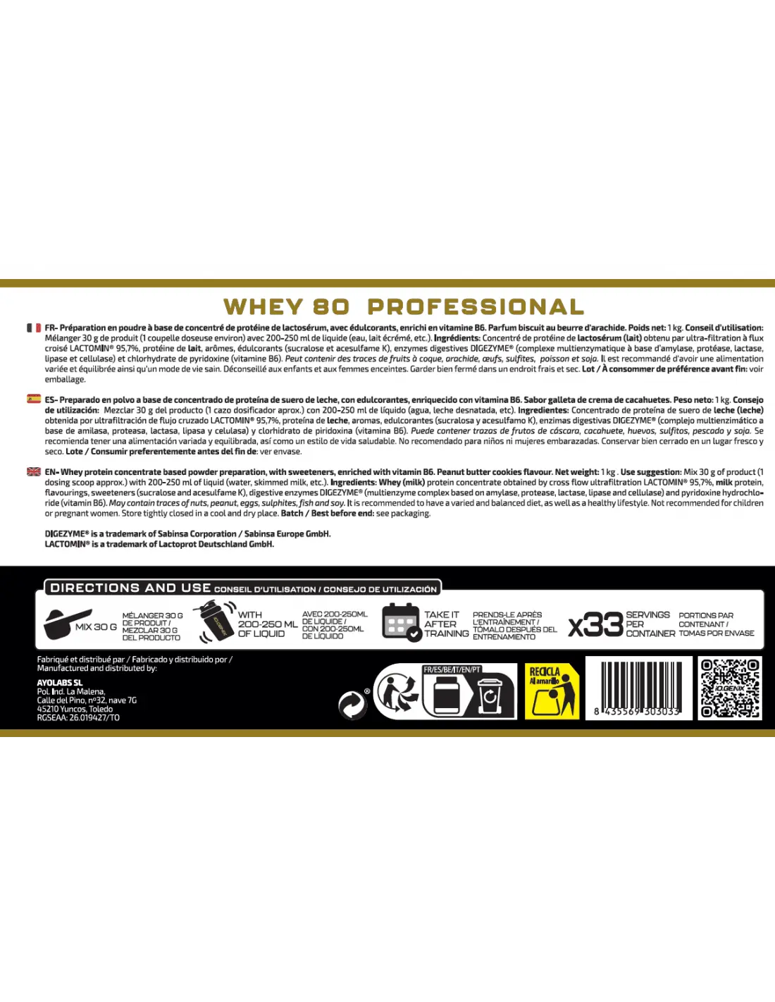 IO Genix Whey80 Professional - Protéine Lactomin® BCAA 8.1.1 IO.GENIX