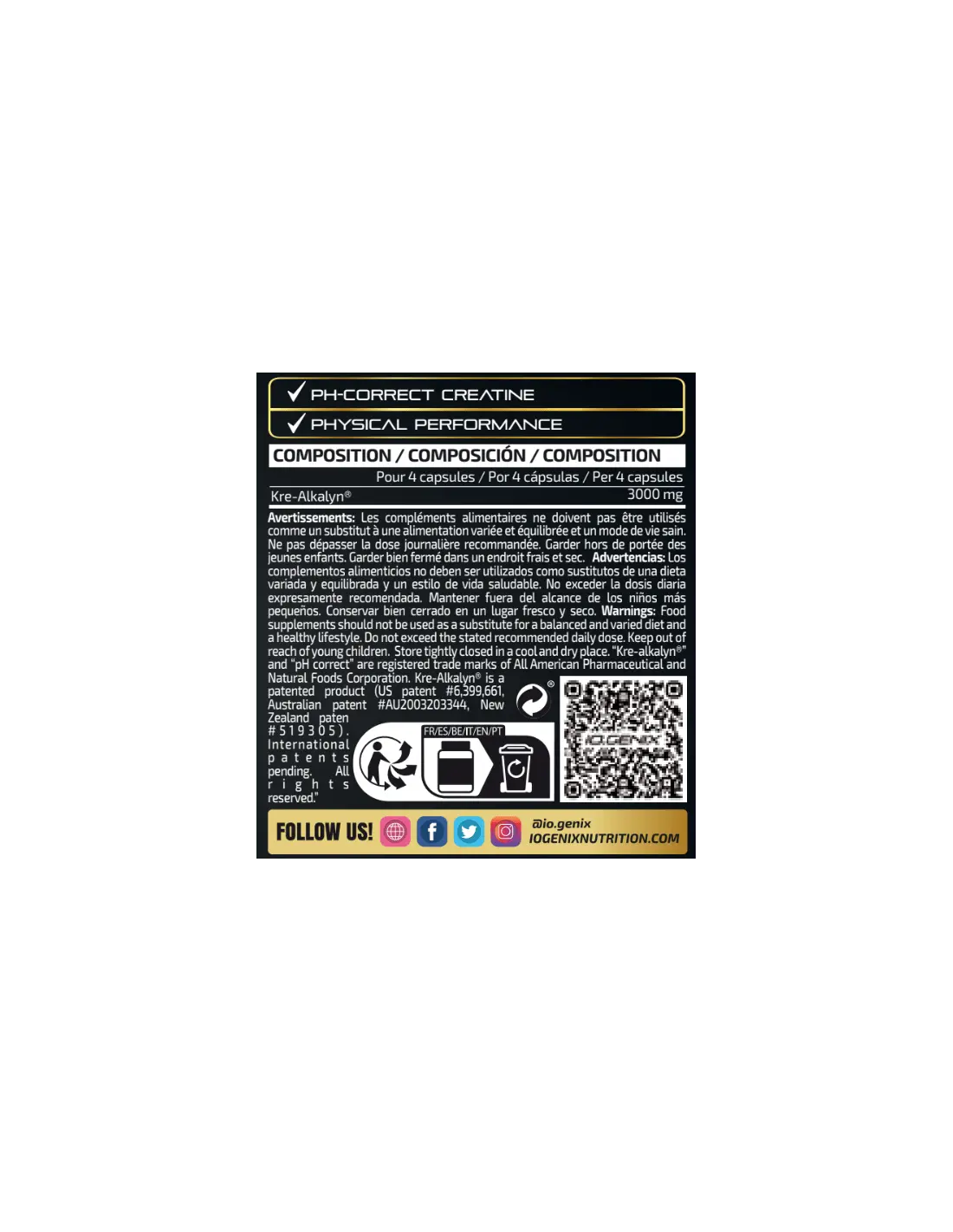 IO.Genix Luxury 3K Kre-Alkalyn 120caps IO.GENIX