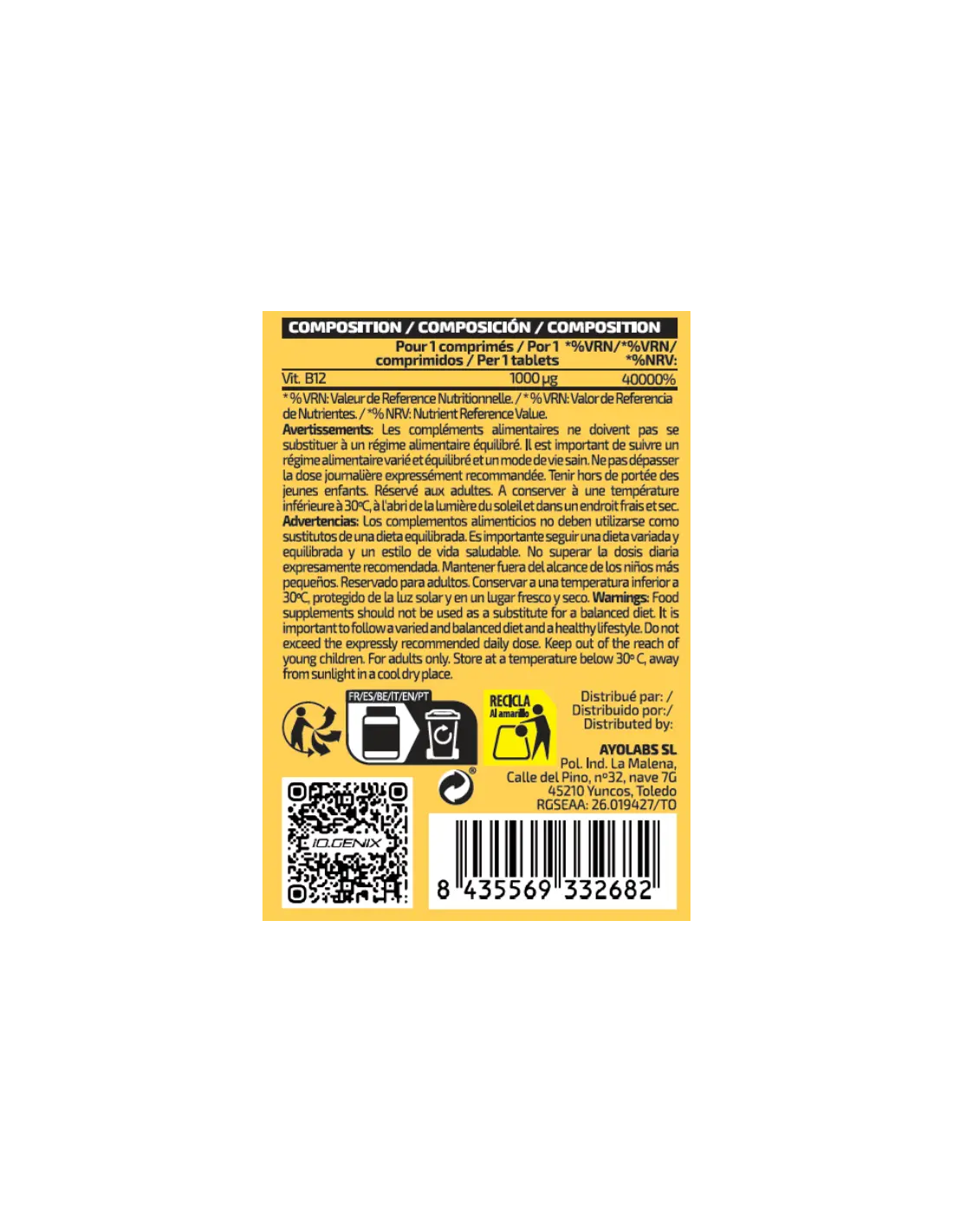 IO.Genix Vitamin B12 ER - Libération Prolongée Énergie Vegan IO.GENIX