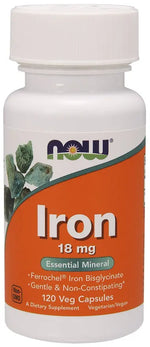 Iron, 18mg - 120 vcaps NOW FOODS