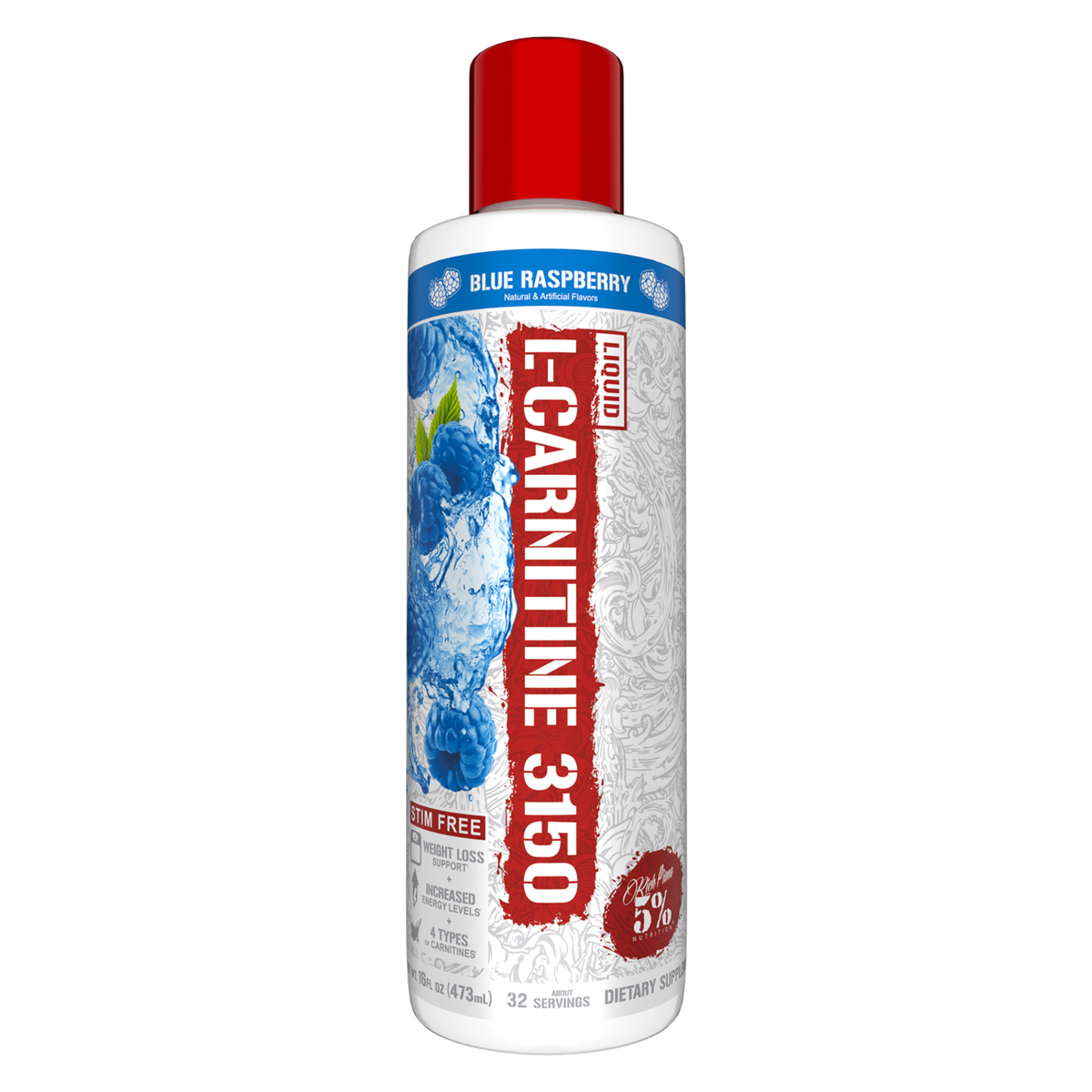 Flacon de 5% Nutrition Liquid L-Carnitine 3150 goût Blue Raspberry