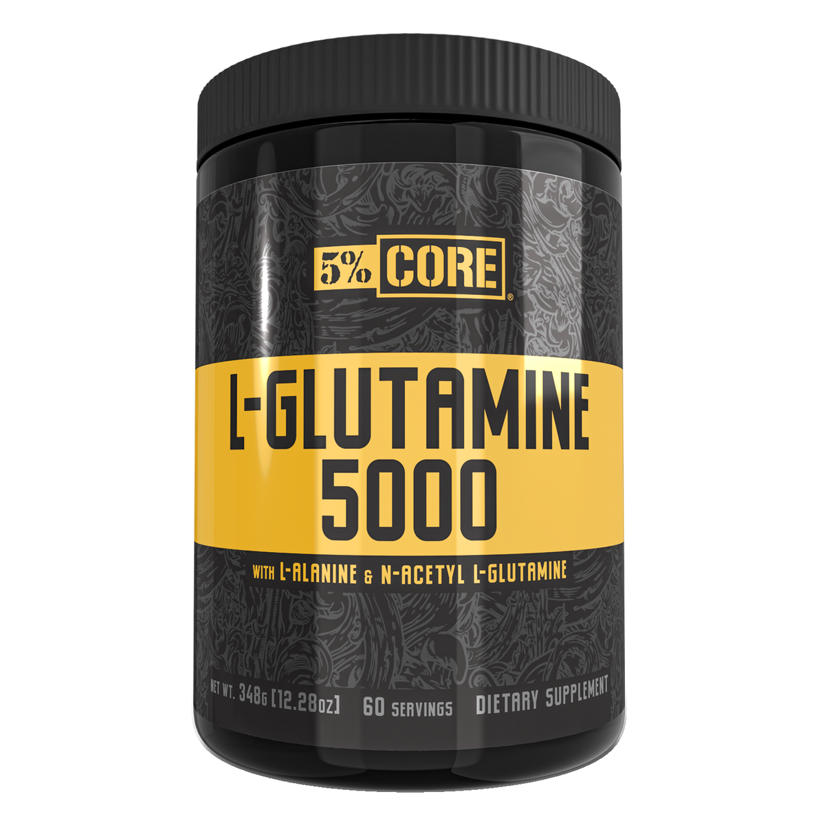 Pot de 5% Nutrition L-Glutamine 5000, glutamine en poudre non aromatisée