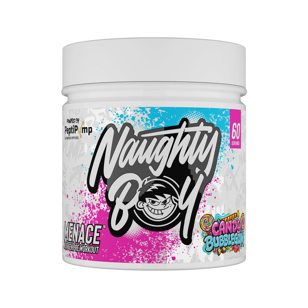 Pot de 420 g Naughty Boy Menace V2 goût Candy Bubblegum, pré-entraînement