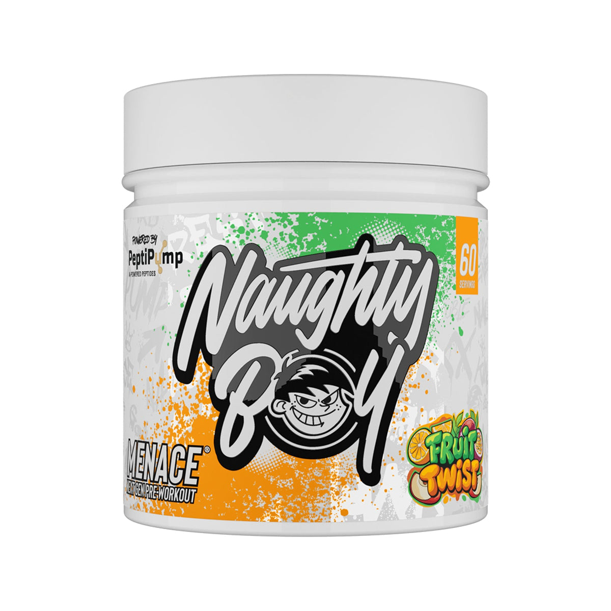 Pot de 420 g Naughty Boy Menace V2 goût Fruit Twist, pré-entraînement